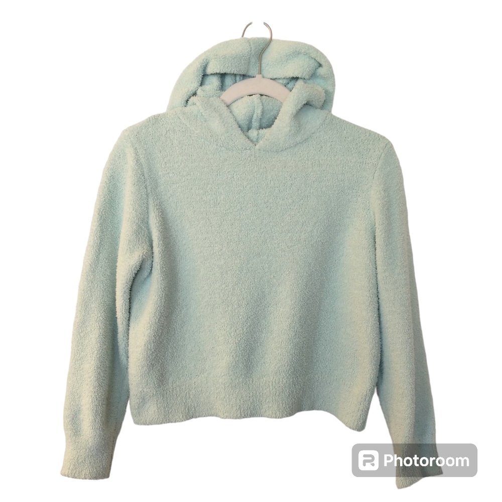 Girl's Art Class Green Fuzzy Hooded Sweater Size Large 10/12